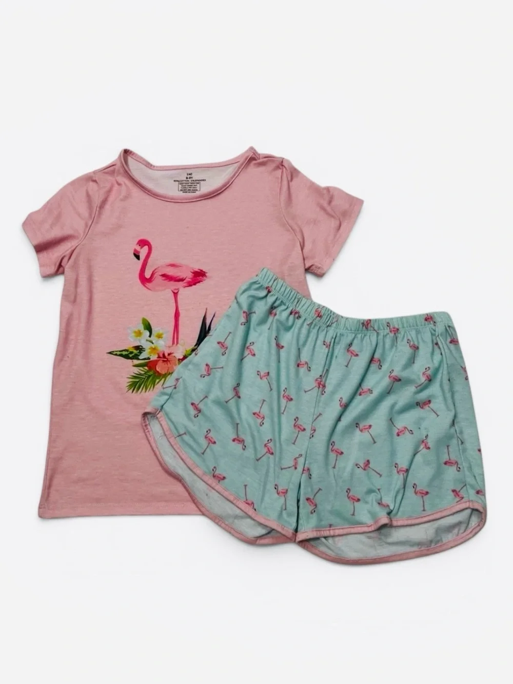 Flamingo Fun Kids Pajama Set - Pink and Blue
